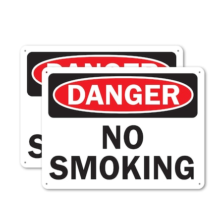 Signmission No Smoking Danger Sign, Plastic, 18in W x 12in L, 2PK OS-2PACK-DS-P-1218-L-19452